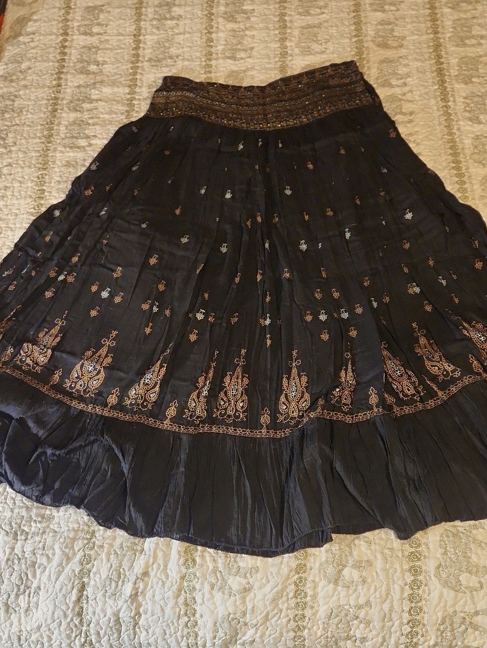 Lipstick Boutique Black Skirt with Gold And Silver Printed Design